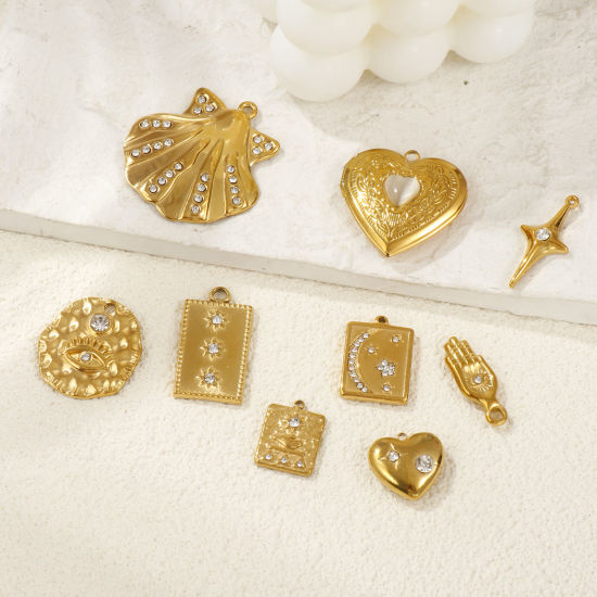 Picture of Eco-friendly PVD Vacuum Plating 304 Stainless Steel Charms 18K Real Gold Plated
