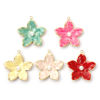 Imagen de 1 Piece Eco-friendly PVD Vacuum Plating 304 Stainless Steel Charms 18K Real Gold Plated Enamel Flower Acrylic Imitation Pearl 25mm x 23mm