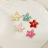 Imagen de 1 Piece Eco-friendly PVD Vacuum Plating 304 Stainless Steel Charms 18K Real Gold Plated Enamel Flower Acrylic Imitation Pearl 25mm x 23mm