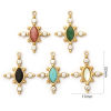Bild von Umweltfreundliche PVD-Vakuumbeschichtung 304 Edelstahl & Halbedelstein Charms 18K Echtgold plattiert Kreuz Transparent Strass 22mm x 17mm