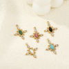 Bild von Umweltfreundliche PVD-Vakuumbeschichtung 304 Edelstahl & Halbedelstein Charms 18K Echtgold plattiert Kreuz Transparent Strass 22mm x 17mm