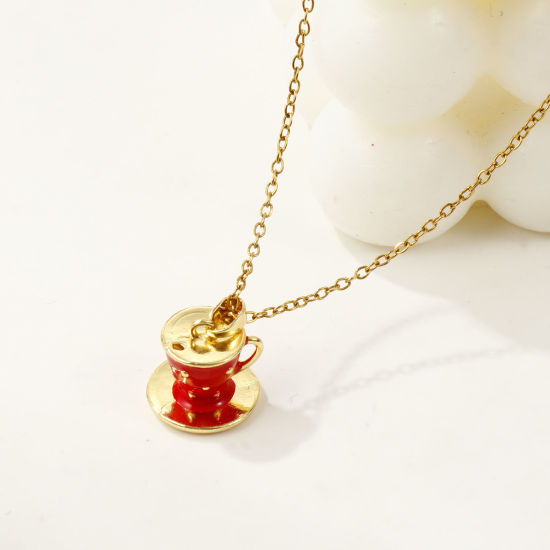 Immagine di 1 Piece Charm Pendant 18K Real Gold Plated Enamel Cup 3D 18mm x 14mm