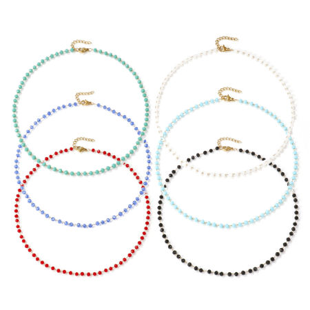 18K Real Gold Plated Beaded Chain Choker Necklace, 304 Stainless Steel & Quartz Crystal 38cm(15") + 3cm(1.2"), For Women, Faceted, Exquisite Gift, Eco-friendly PVD Vacuum Plating, 1 Piece