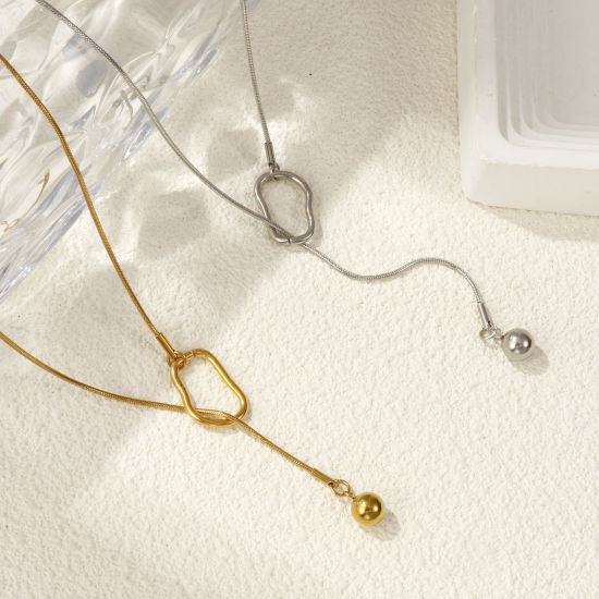 Изображение Разноцветный Змеиные Цепи Круглые Y-Образный Ожерелье Лассо, 304 Нержавеющая Сталь 64см, Для женщин, Стильный подарок, Экологичный, 1 ШТ