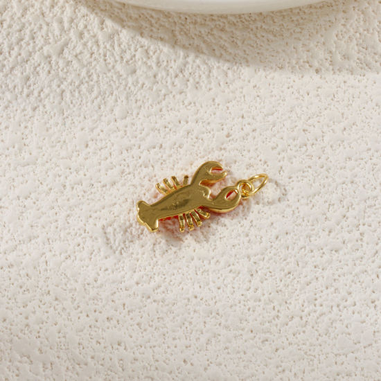 Изображение 1 Piece Eco-friendly Brass Ocean Jewelry Pendants 18K Real Gold Plated Red Enamel