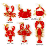 Picture of Brass Ocean Jewelry Pendants 18K Gold Plated Red Enamel