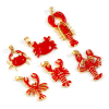 Picture of Brass Ocean Jewelry Pendants 18K Gold Plated Red Enamel