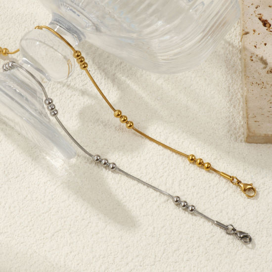 Immagine di 1 Pz Ecologico Minimalista Squisito Multicolore 304 Acciaio Inossidabile Catena a Pallini Cavigliere Per Donne Regalo 22cm Lunghezza