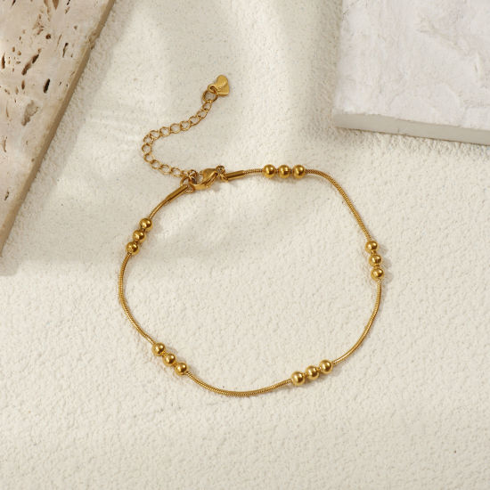 Immagine di 1 Pz Ecologico Minimalista Squisito Multicolore 304 Acciaio Inossidabile Catena a Pallini Cavigliere Per Donne Regalo 22cm Lunghezza