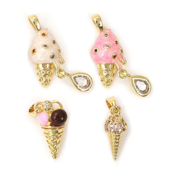 Изображение 2 PCs Eco-friendly Brass & Cubic Zirconia Charms 18K Real Gold Plated