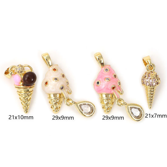 Изображение 2 PCs Eco-friendly Brass & Cubic Zirconia Charms 18K Real Gold Plated