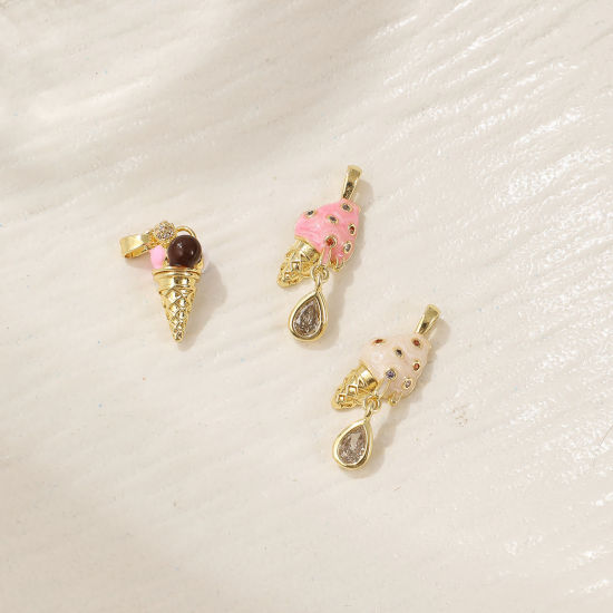 Изображение 2 PCs Eco-friendly Brass & Cubic Zirconia Charms 18K Real Gold Plated