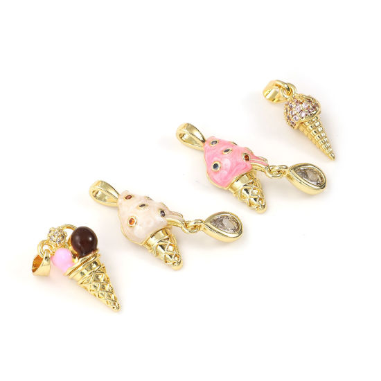 Изображение 2 PCs Eco-friendly Brass & Cubic Zirconia Charms 18K Real Gold Plated