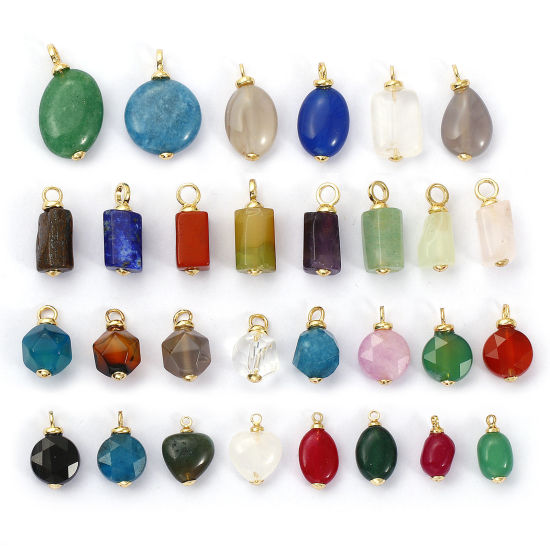 Picture of Eco-friendly Brass & Gemstone Charms 18K Real Gold Plated Geometric