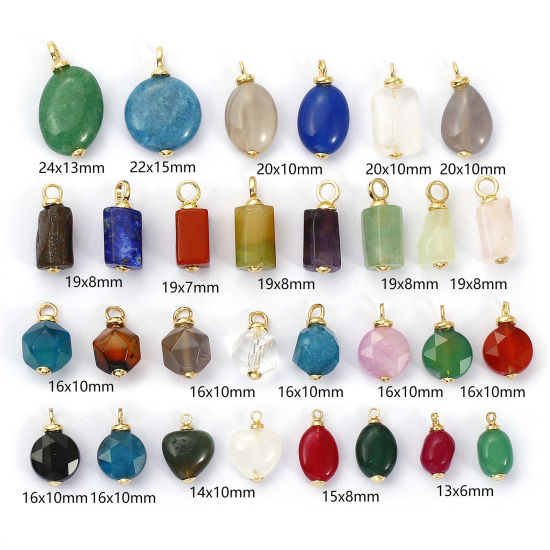 Picture of Eco-friendly Brass & Gemstone Charms 18K Real Gold Plated Geometric