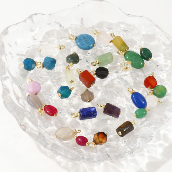 Picture of Eco-friendly Brass & Gemstone Charms 18K Real Gold Plated Geometric