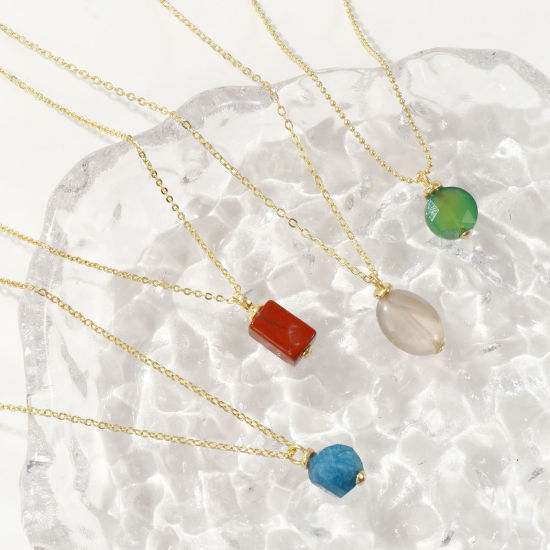 Picture of Eco-friendly Brass & Gemstone Charms 18K Real Gold Plated Geometric