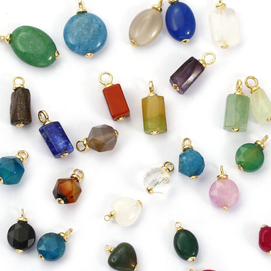 Picture of Eco-friendly Brass & Gemstone Charms 18K Real Gold Plated Geometric