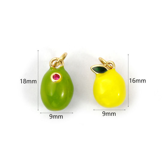 Bild von 2 PCs Eco-friendly Brass Charms 18K Real Gold Plated Enamel Lemon 3D