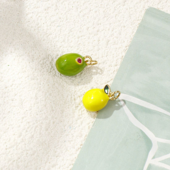 Bild von 2 PCs Eco-friendly Brass Charms 18K Real Gold Plated Enamel Lemon 3D