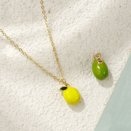 Bild von 2 PCs Eco-friendly Brass Charms 18K Real Gold Plated Enamel Lemon 3D
