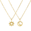 Picture of 18K Real Gold Plated Link Cable Chain Sun & Moon Pendant Charm Necklace, Brass 46cm(18.1") + 6cm(2.4"), For Women, Exquisite Galaxy Eco-friendly