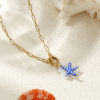 Picture of 18K Real Gold Plated Paperclip Link Chain Star Fish Pendant Charm Necklace, 304 Stainless Steel & Natural Shell 45cm(17.7"), For Women, Double-sided Enamel, Ocean Jewelry Eco-friendly PVD Vacuum Plating