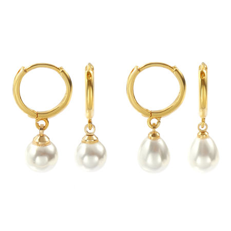 Picture of Eco-friendly Dainty Exquisite 18K Real Gold Plated White Brass Acrylic Imitation Pearl Earrings For Women Gift