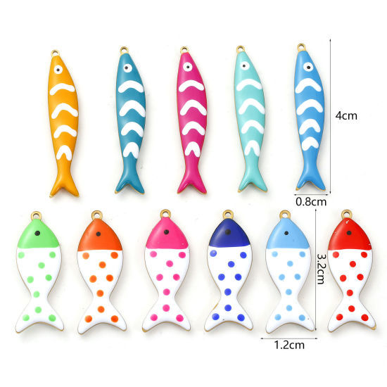 Picture of Eco-friendly PVD Vacuum Plating 304 Stainless Steel Ocean Jewelry Pendants 18K Gold Plated Fish Animal Double-sided Enamel