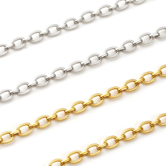 Изображение 1 М Экологичный 304 Нержавеющая Сталь открыто 1:1 Figaro Кабельные Цепи Для изготовления ювелирных изделий ручной работы своими руками Разноцветный 7мм