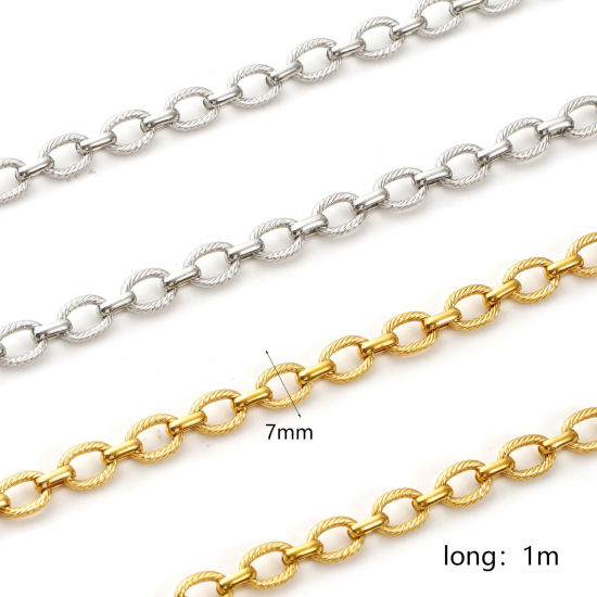 Изображение 1 М Экологичный 304 Нержавеющая Сталь открыто 1:1 Figaro Кабельные Цепи Для изготовления ювелирных изделий ручной работы своими руками Разноцветный 7мм