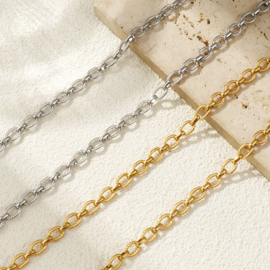 Изображение 1 М Экологичный 304 Нержавеющая Сталь открыто 1:1 Figaro Кабельные Цепи Для изготовления ювелирных изделий ручной работы своими руками Разноцветный 7мм