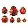 Picture of Eco-friendly PVD Vacuum Plating 304 Stainless Steel Pendants 18K Real Gold Plated Red Enamel Ladybug Animal Black Rhinestone