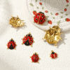 Picture of Eco-friendly PVD Vacuum Plating 304 Stainless Steel Pendants 18K Real Gold Plated Red Enamel Ladybug Animal Black Rhinestone