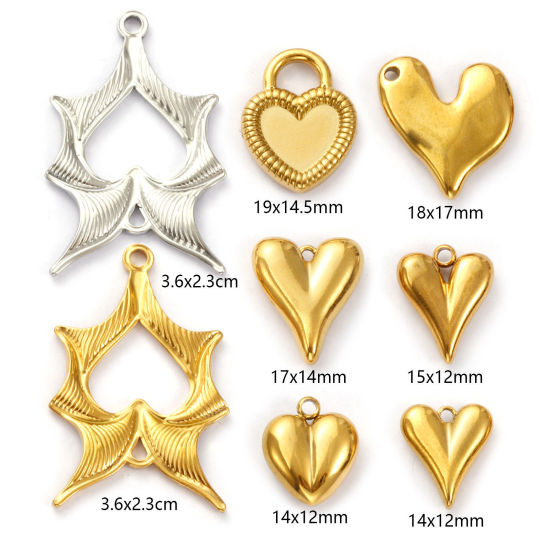 Image de 2 Pcs Breloques en 304 Acier Inoxydable Respectueux de la Nature La Saint Valentin Multicolore Cœur