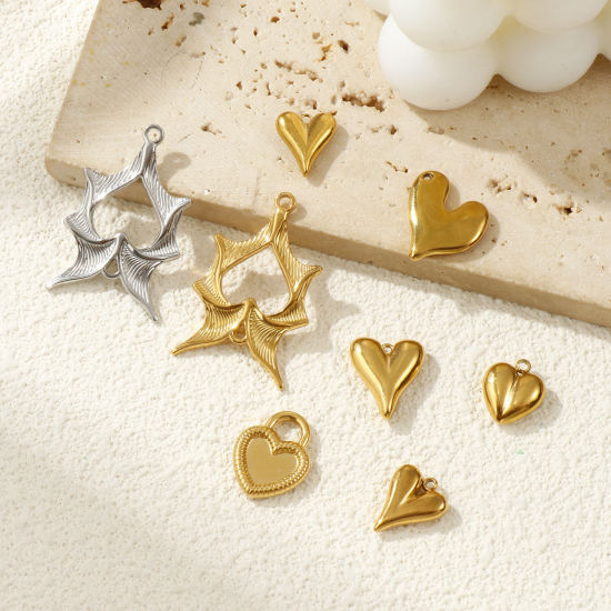 Image de 2 Pcs Breloques en 304 Acier Inoxydable Respectueux de la Nature La Saint Valentin Multicolore Cœur