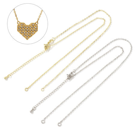 Eco-friendly Brass Exquisite Link Cable Chain Semi-finished Necklace Base For DIY Handmade Jewelry Making Real Gold Plated 45cm(17.7") long, Chain Size: 1.6mm