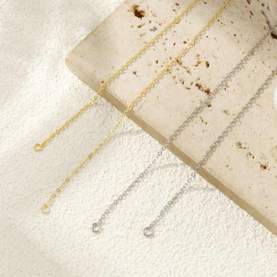 Bild von 2 Strange Umweltfreundlich Messing Exquisit Kreuz Gliederketten Halbfertige Halskette für die Herstellung von handgefertigtem Schmuck Echtgold plattiert 45cm lang, Kettengröße: 1.6mm