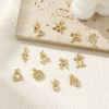 Picture of Eco-friendly Brass Charms 18K Real Gold Plated Zodiac Constellation Micro Pave Clear Cubic Zirconia