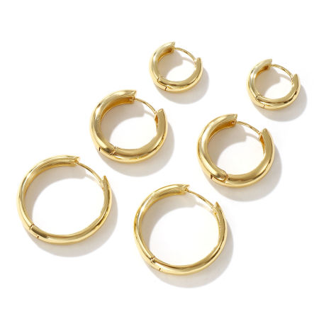 1 Paire Boucles d'Oreilles Créoles Exquis en Laiton Respectueux de la Nature Minimaliste Plaqué Or Véritable 18K Cadeau Pour Femmes