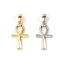Picture of Eco-friendly Brass Religious Charm Pendant Real Gold Plated Ankh Egyptian Cross Hollow 28mm x 13mm