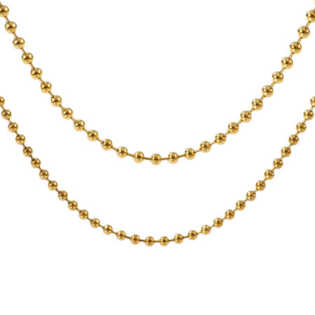 Immagine di Collana All'Ingrosso, Catena a Pallini 18K Vero Oro Placcato 304 Acciaio Inossidabile, Unisex Placcatura Sottovuoto PVD Ecologica Squisito Minimalista Regalo Gioielli Per Rivenditore, 1 Pz