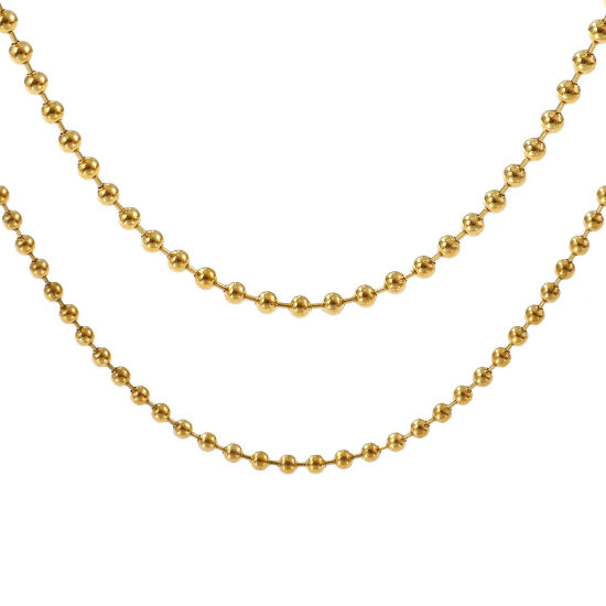 1 本 18Kリアルゴールドメッキ ボールチェーン ネックレス、 304ステンレス鋼 女性のため、 ミニマリスト 素敵 プレゼント、 エコフレンドリー PVD真空メッキ、 の画像