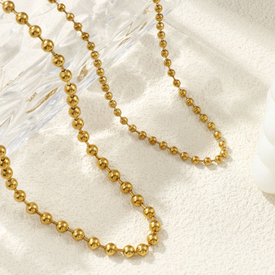 1 本 18Kリアルゴールドメッキ ボールチェーン ネックレス、 304ステンレス鋼 女性のため、 ミニマリスト 素敵 プレゼント、 エコフレンドリー PVD真空メッキ、 の画像