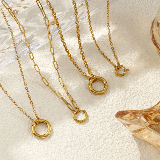 Bild von 18K Echtgold plattiert Halskette, 304 Edelstahl Für Frauen, Minimalistisch Exquisit Geschenk, Umweltfreundliche PVD-Vakuumbeschichtung