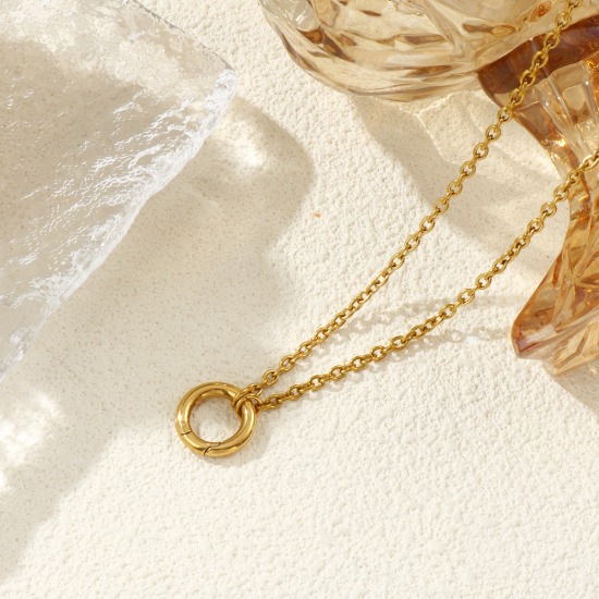 Immagine di 1 Pz 18K Vero Oro Placcato Collana, 304 Acciaio Inossidabile Per Donne, Minimalista Squisito Regalo, Placcatura Sottovuoto PVD Ecologica