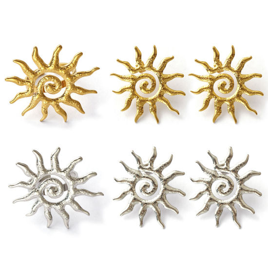 Immagine di 1 Paio Ecologico Galassia Multicolore 304 Acciaio Inossidabile Sole Spirale Orecchini a Perno