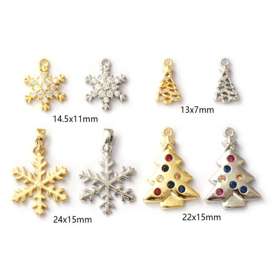 Immagine di 2 Pz Ottone + Zircone Cubico Natale Ciondoli Multicolore