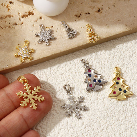 Immagine di 2 Pz Ottone + Zircone Cubico Natale Ciondoli Multicolore