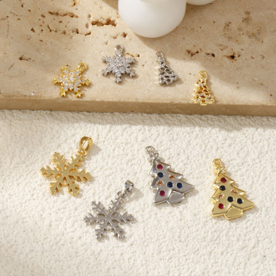 Immagine di 2 Pz Ottone + Zircone Cubico Natale Ciondoli Multicolore